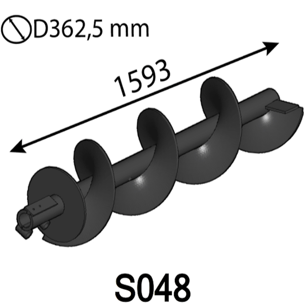 1593 мм спіральний вал (лівий) D362,5 мм для Albach Silvator